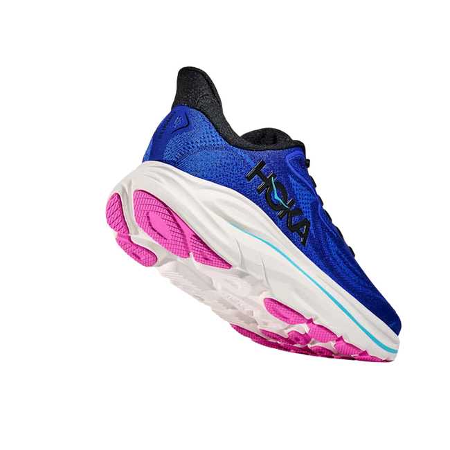 Angled Heel of Hoka Women's Clifton 10 Running Shoe in Night Sky Blue