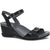 Dansko Women's Arielle Wedge Sandal Black Glazed Leather 1613500200