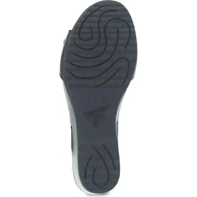 Dansko Women's Arielle Wedge Sandal Black Glazed Leather 1613500200