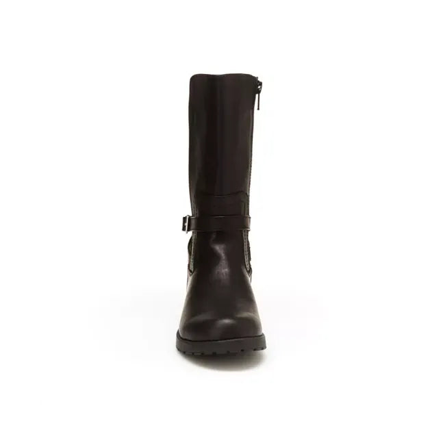 Front of Stride Rite Little Kids' Ellarose Tall Boot in Black Leather