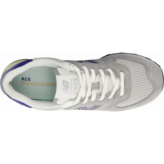 Lace up upper of Unisex New Balance 574 Lifestyle Shoe in Slate Grey