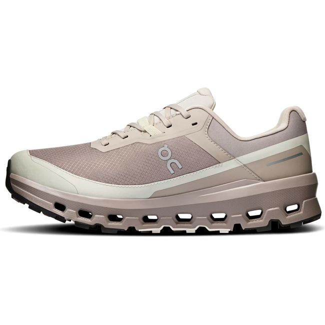 Medial side of On Running Women's Cloudvista 2 Waterproof Trail Running Shoe in fog cinder brown