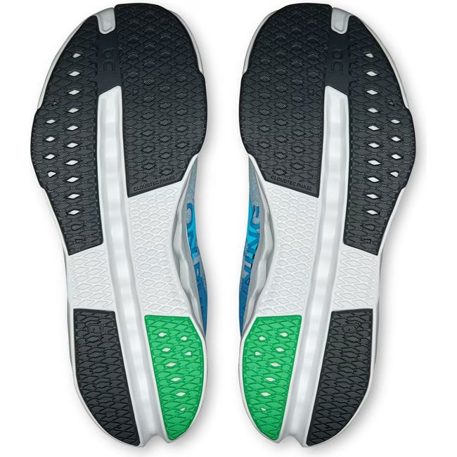 Soles of On Running Women's Cloudsurfer Next Running Shoes in niagara and white