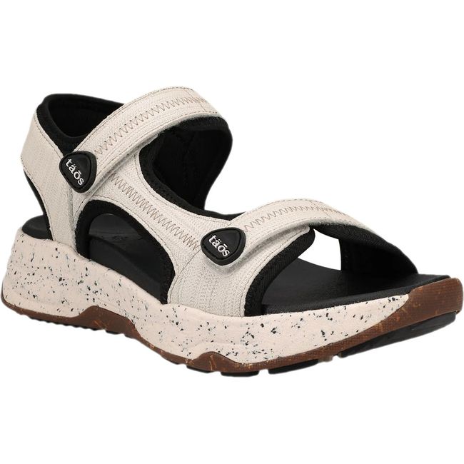 Front angled view of Women's Taos Super Side Sandal in Ice Emboss with velcro straps
