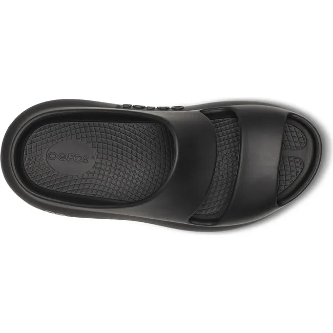 Upper of Women's OOfos OOyea Slide Sandal in Black
