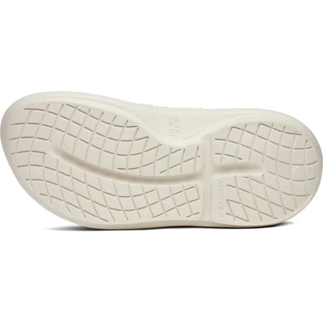 Sole of Women's OOfos OOyea Slide Sandal in Chalk off white