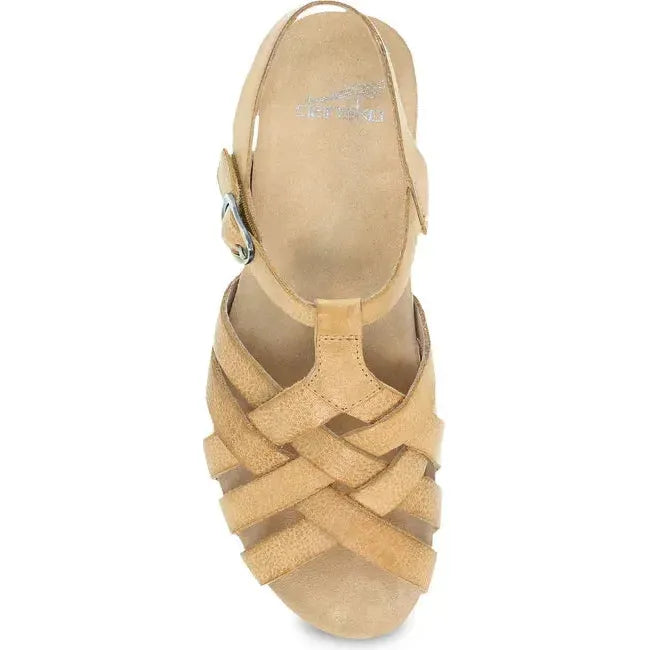 Dansko Women's Tinley Wedge Sandal Tan Milled Burnished 1713371600