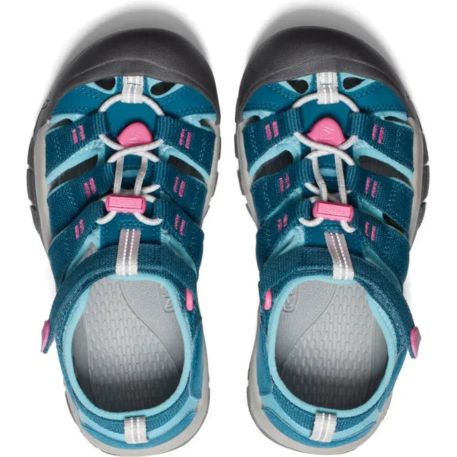 Upper of KEEN Youth Kids&#39; Newport H2 Closed Toe Sandal in Legion Blue and Hot Pink
