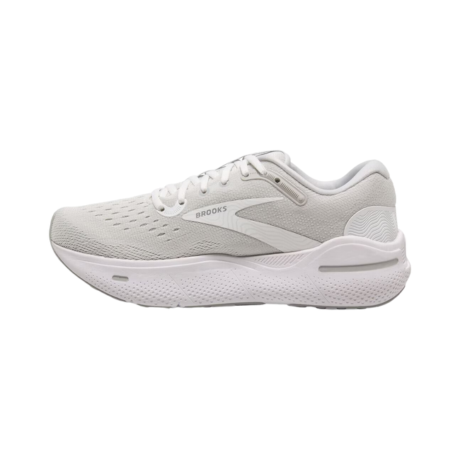 Brooks Women's Ghost Max Running Shoe White/Oyster/Metallic Silver 120395-124