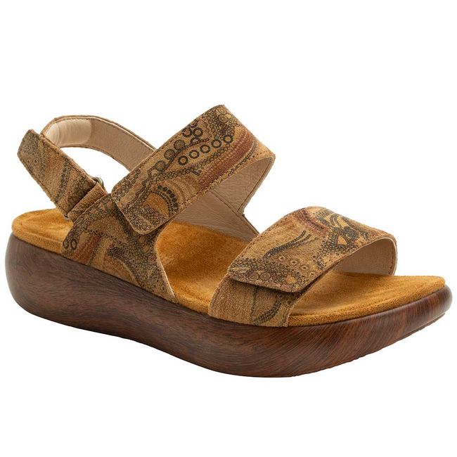 Front angled view of Alegria Women's Bailee Sandal in Folkie Brown