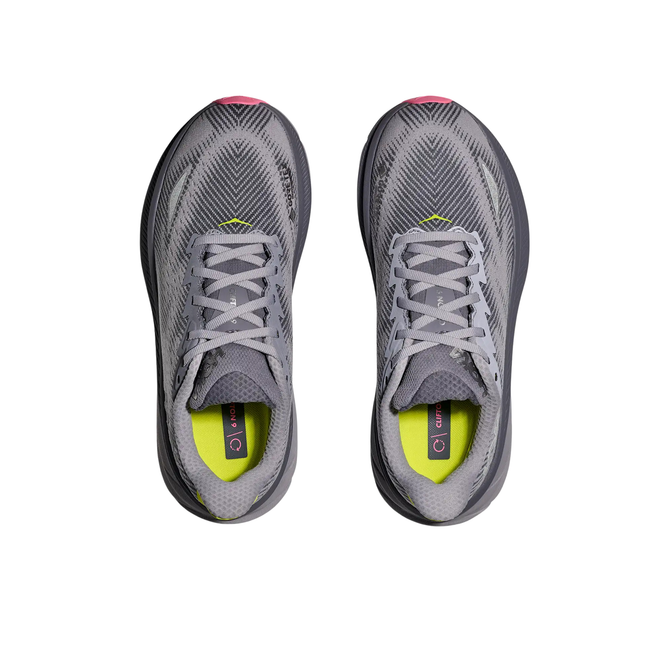 Tops of Hoka Women's Clifton 9 GORE-TEX Running Shoe in Grey Skies