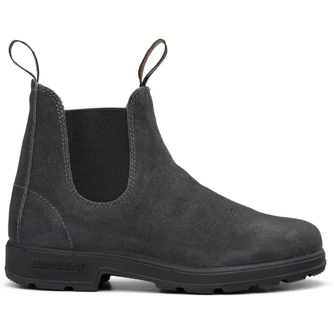 Lateral side of Blundstone Unisex 1910 Chelsea Boot in steel grey suede