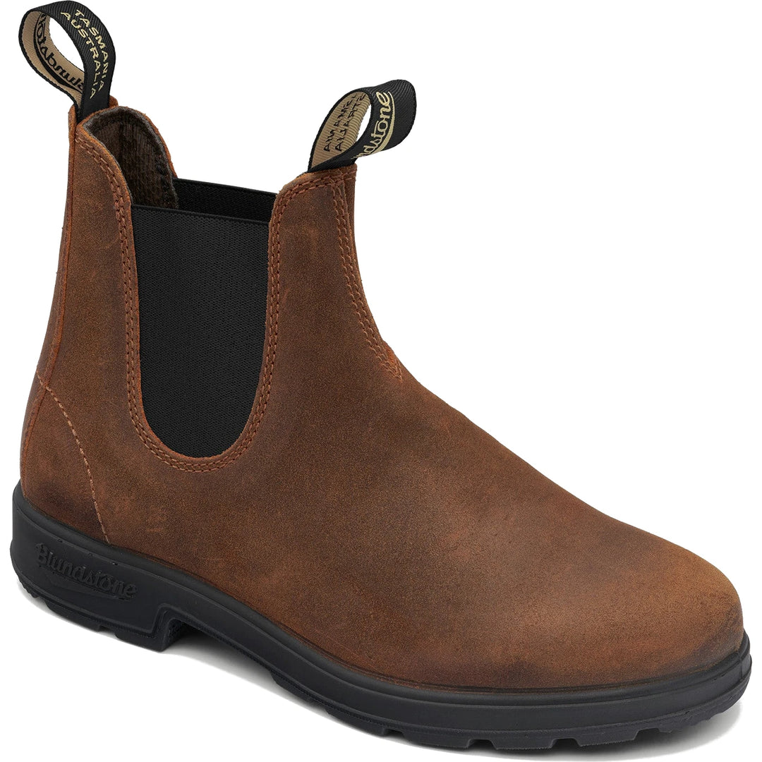 Front angled of Blundstone Unisex Originals 1911 Chelsea Boot in tobacco waxed suede