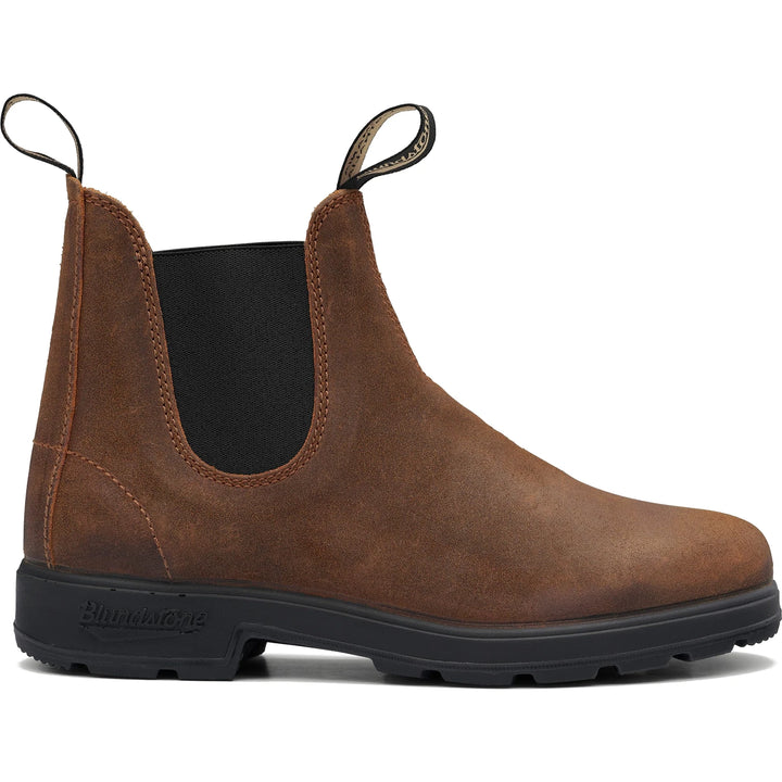 Lateral side of Blundstone Unisex Originals 1911 Chelsea Boot in tobacco waxed suede