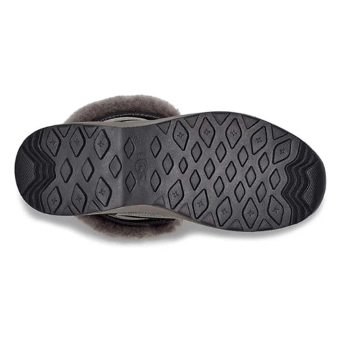 Sole of Women's Ugg Adirondack Boot III Waterproof leather in black and grey with black outsole