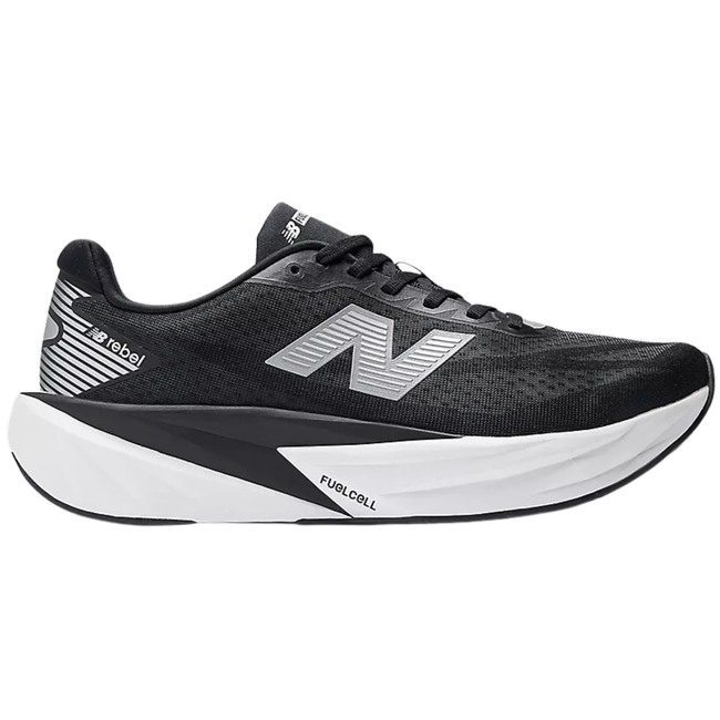 Side of New Balance Men's FuelCell Rebel V5 Running Shoe in Black