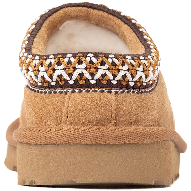 Heel of UGG Toddler Tasman II Slipper in Chestnut Brown Suede