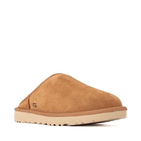 Angled side of UGG Men's Classic Slip-On in Chestnut Brown
