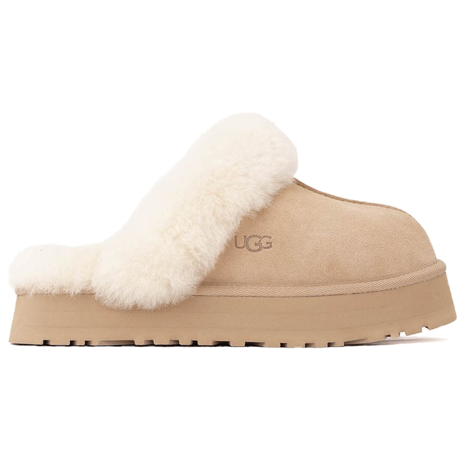 Side of UGG Women's Disquette Slipper in Sand Beige