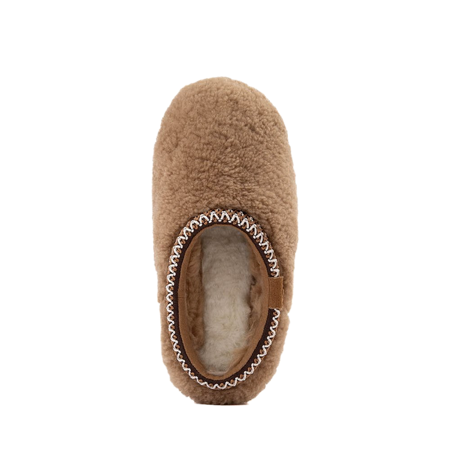 Top of UGG Kid&#39;s Maxi Curly Tasman Slipper in Chestnut Brown