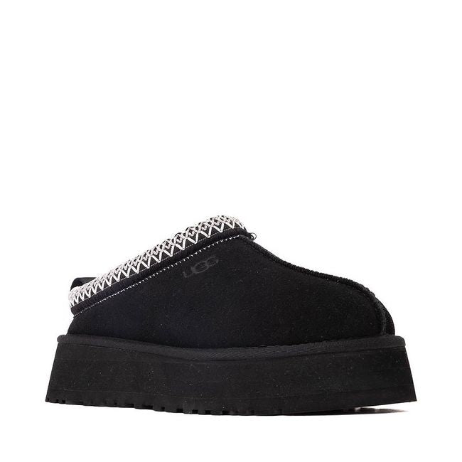 Front angled view of UGG Women&#39;s Tazz II Clog in black suede