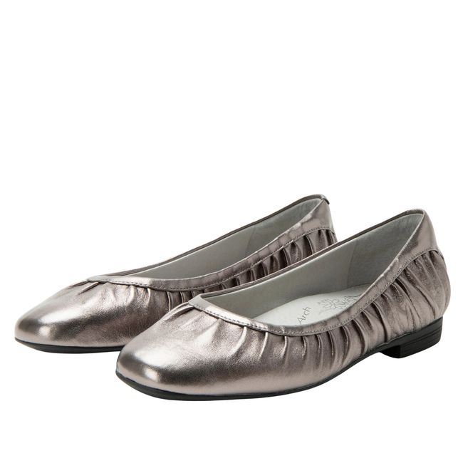 Pair of Alegria Women's Beka Flats in Pewter Silver