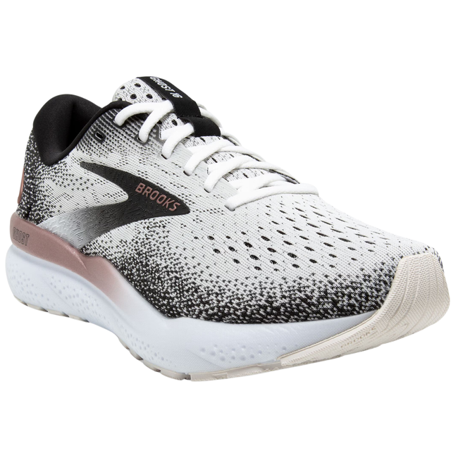 Brooks Women's Ghost 16 Running Shoe White/Black/Rose Gold 120407-105 
