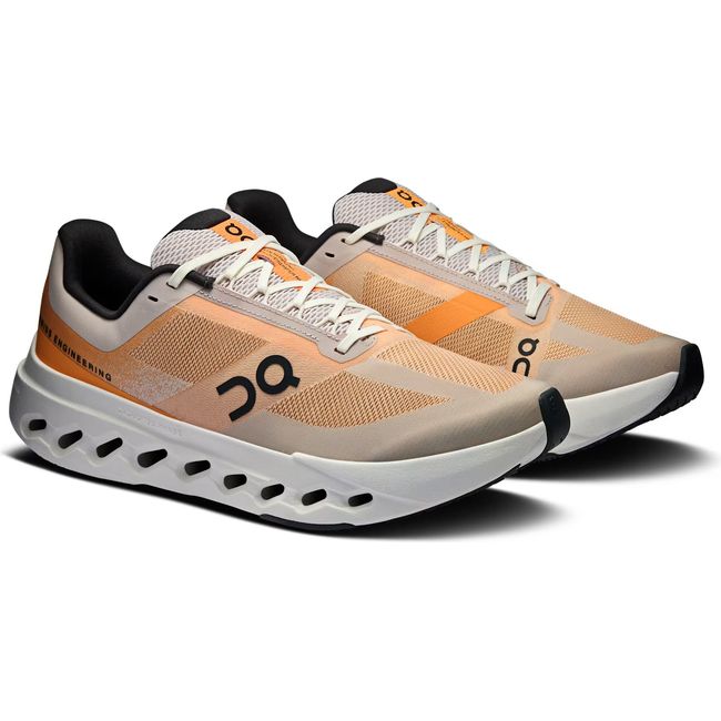 Pair of Men's On Running Cloudsurfer Next Running Shoes in Tangerine orange and Ivory