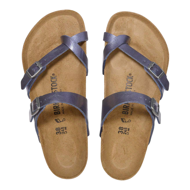 Tops of Birkenstock Women's Birko-Flor Mayari Sandal in Graceful Midnight Blue