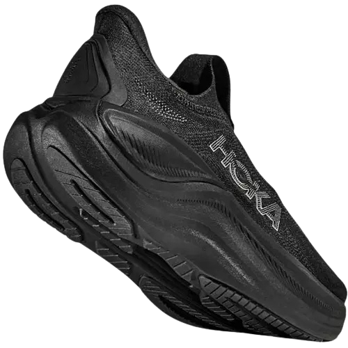 Angled Heel of Hoka Women's Skyward Laceless Active Recovery Shoe in Black