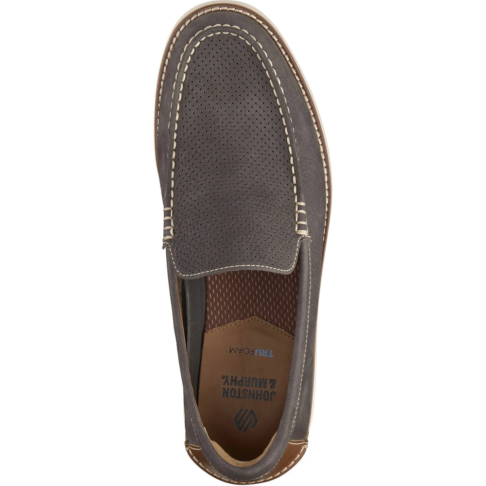 Top of Johnston & Murphy Men's Upton Perfed Venetian Loafer in Charcoal Nubuck
