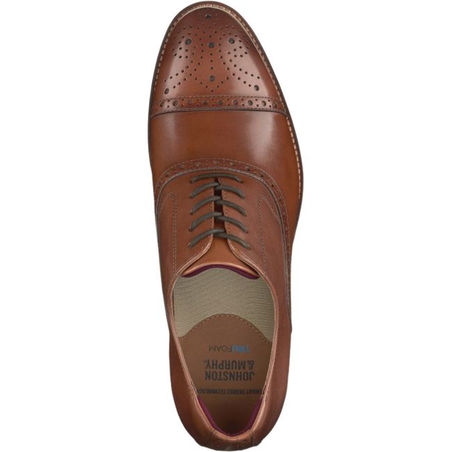 Johnston &amp; Murphy Men's Conard 2.0 Cap Toe Dress Shoe Tan Full Grain 20-3442