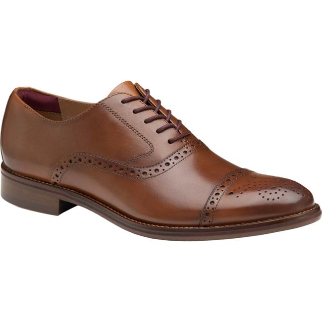 Johnston &amp; Murphy Men's Conard 2.0 Cap Toe Dress Shoe Tan Full Grain 20-3442