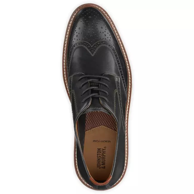 Johnston &amp; Murphy Men's Upton Wingtip Dress Shoe Black Full Grain 20-3531