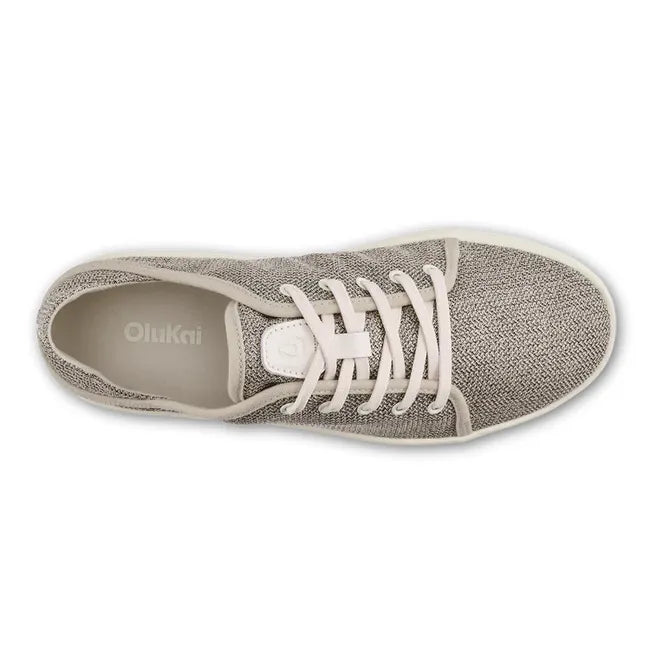 Top down view of Tapa White Sand Women's Olukai Pehuea Li Shoe with white laces
