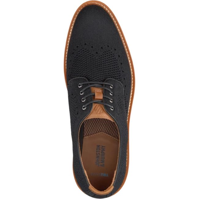 Johnston &amp; Murphy Men's Upton Knit Wingtip Dress Shoe Black Knit 20-5361
