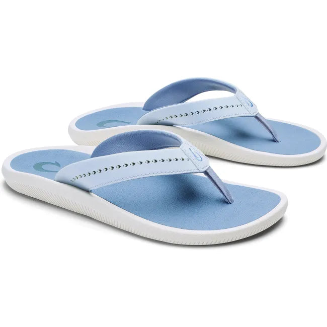 Pair of Olukai Women's Ulele Flip Flops in Lanai Breeze Ocean Fog