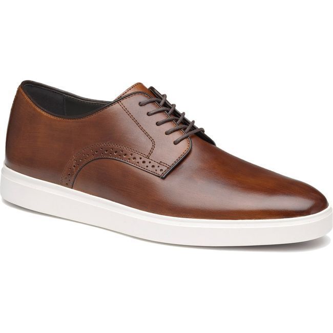 Johnston &amp; Murphy Brody Plain Toe Dress Shoe Brown Hand-Stained Full Grain 20-6652