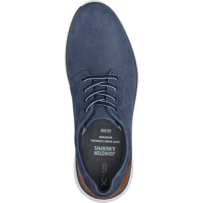 Top down view of Men's Johnston &amp; Murphy XC4 Prentiss 2 Plain Toe Waterproof Shoe in navy nubuck