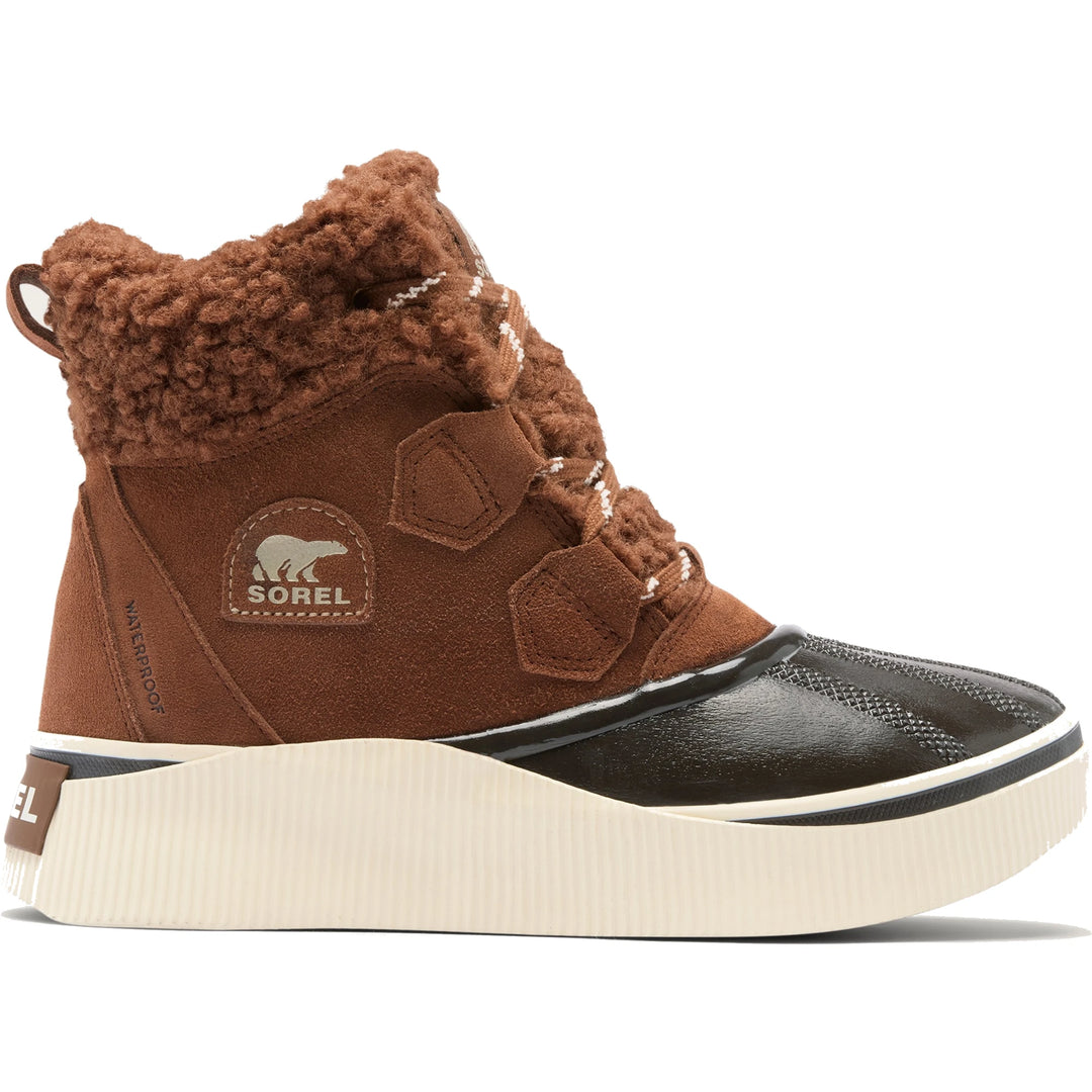 Sorel Women's Out N About IV Chillz Waterproof Winter Boot in Dark Auburn/Black, lateral side view