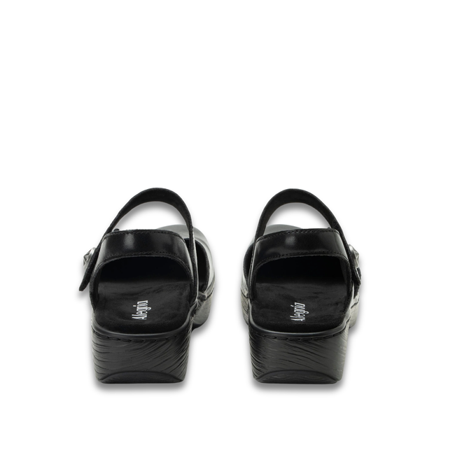 Heels of Women's Opal Closed Toe Sandals in black leather with back strap