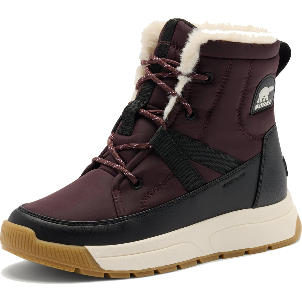 Sorel Women's Whitney III Mid Waterproof Winter Boot in Red Lodge/Black, front three-quarter view