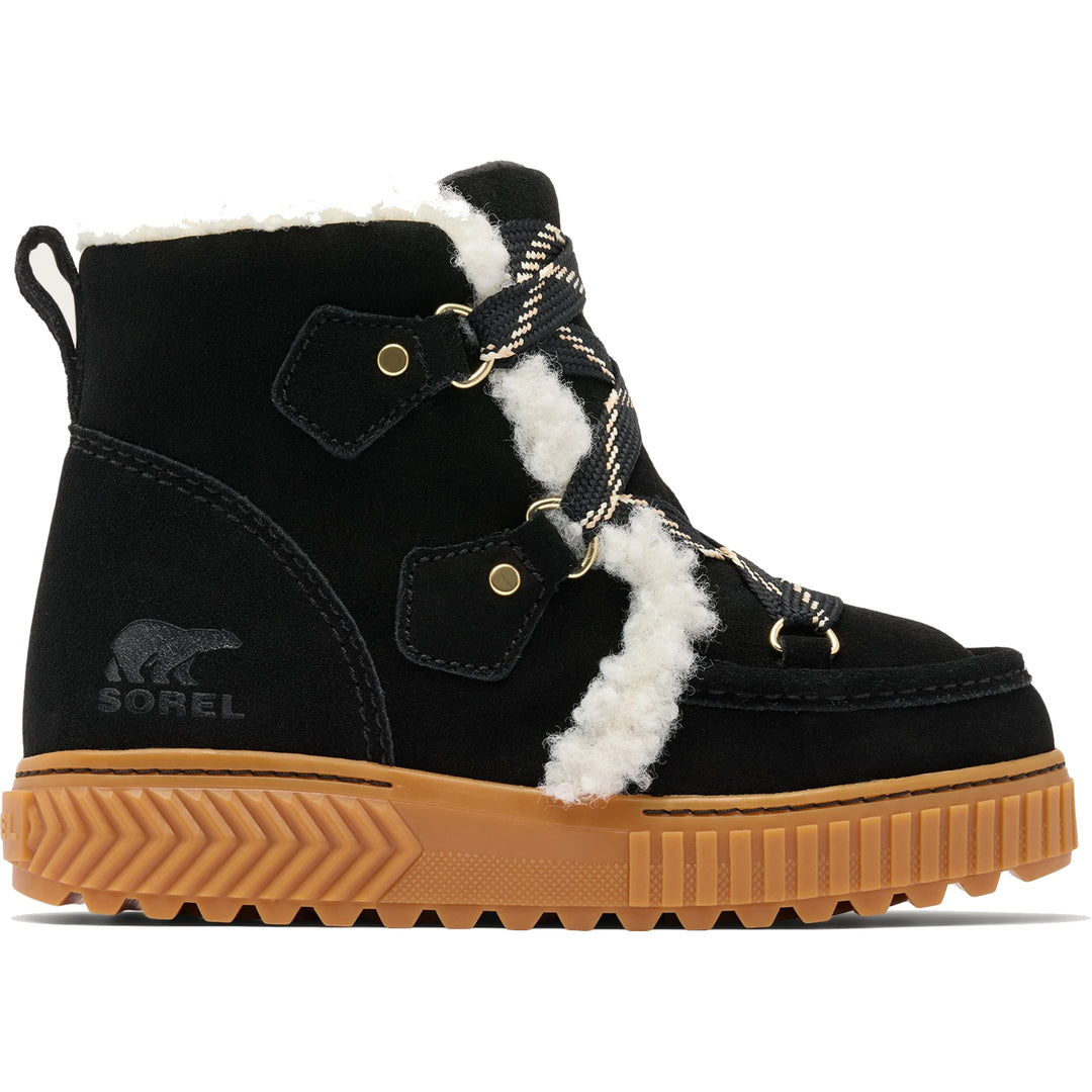 Sorel Women's Ona Ave Alpine Plus Waterproof Winter Boot in Black/Gum, lateral side view