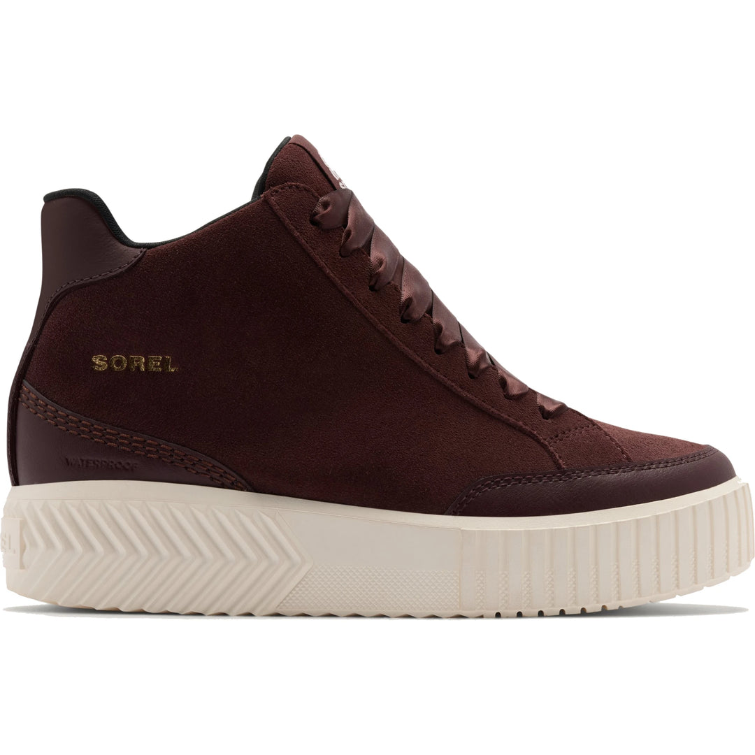 Sorel Women's Ona Ave Zip Mid Waterproof Sneaker in Red Lodge/Snow, lateral side view