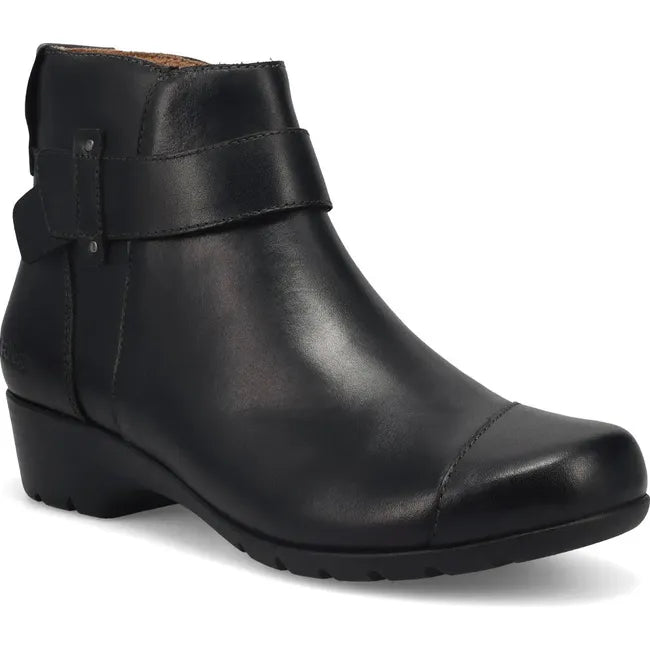 Front angled view of Women&#39;s Taos Gazette Bootie in Black leather