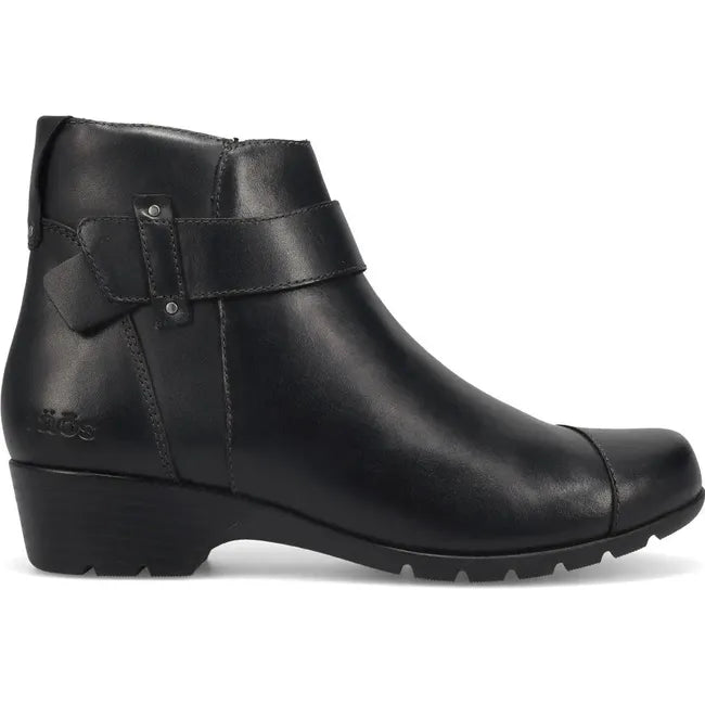Lateral side of Women's Taos Gazette Bootie in Black leather