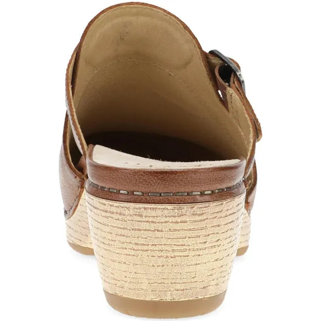Dansko Leandra clog in brown leather, back view