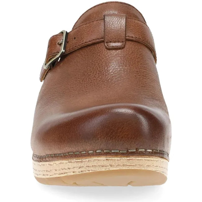 Dansko Leandra clog in brown leather, front view