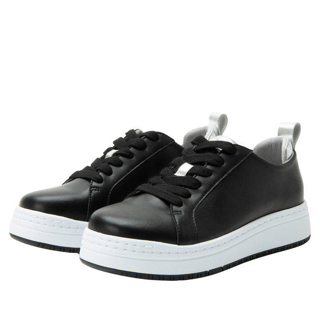 Pair of Alegria Women's Adysen Shoes in Black Leather