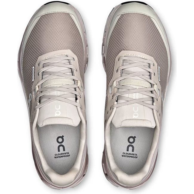 Top down view of On Running Women's Cloudvista 2 Waterproof Trail Running Shoes in fog cinder brown